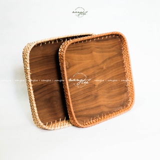 Khay mây vuông - Khay trà bằng mây/gỗ