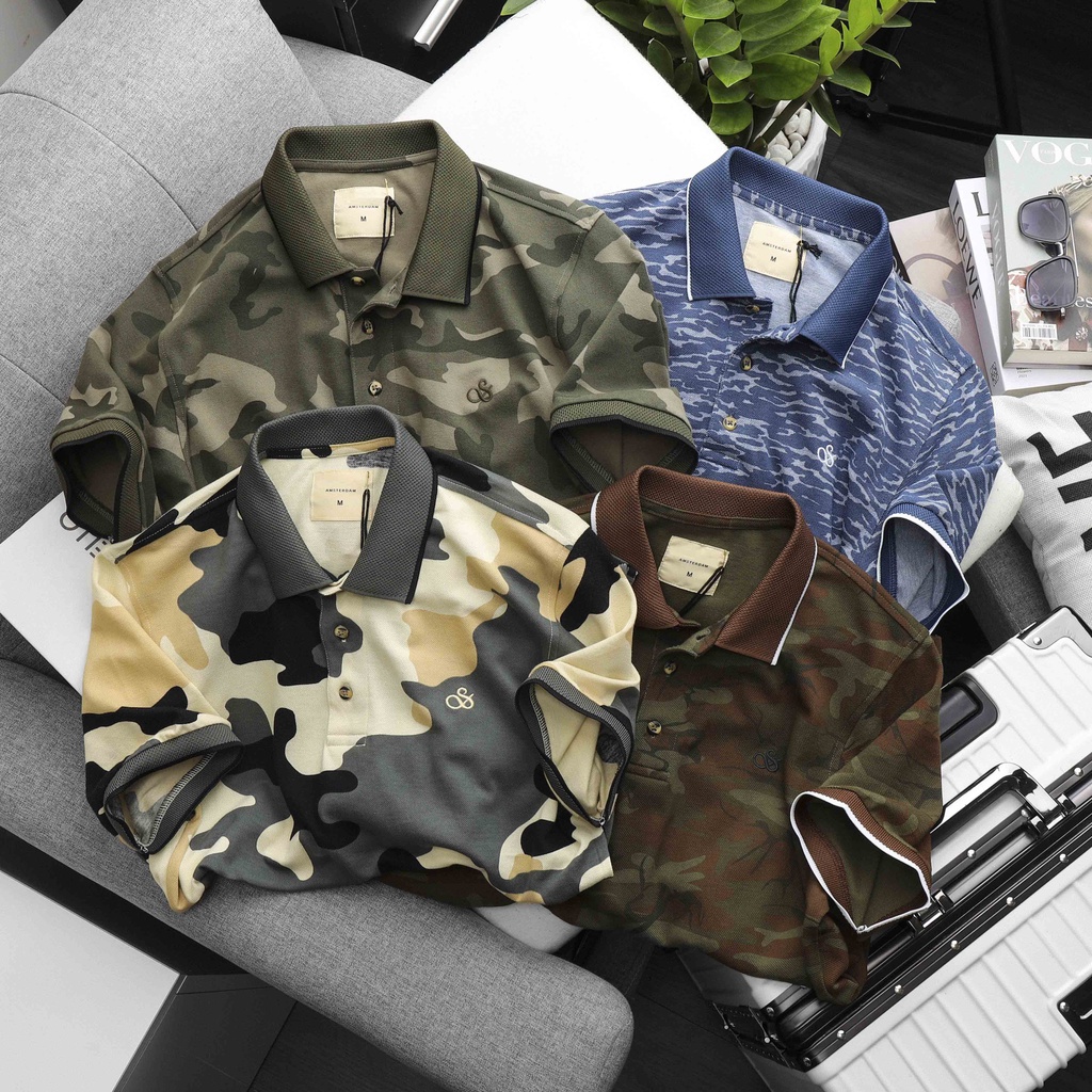 Áo thun polo nam xuất xịn họa tiết camo lạ mắt, chất liệu vải cotton co giãn 4 chiều thấm hút tốt, form áo slimfit chuẩn