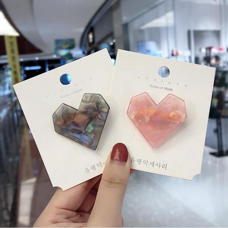 Kẹp Tóc Nhựa Acrylic Hình Trái Tim Thời Trang Cho Nữ
