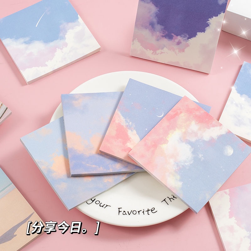 Giấy Ghi Chú Họa Tiết Bầu Trời Sao Phong Cách Nhật Bản Đơn Giản Độ Dính Cao