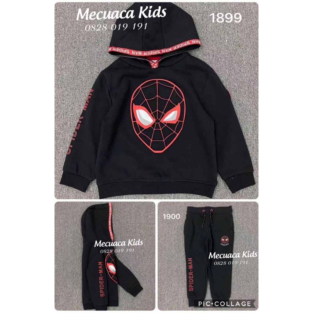 [1.5-8y] Bộ nỉ bông (bán lẻ) quần áo hoddie jogger người nhện/spider man/ siêu nhân cho bé/bé trai hàng đẹp