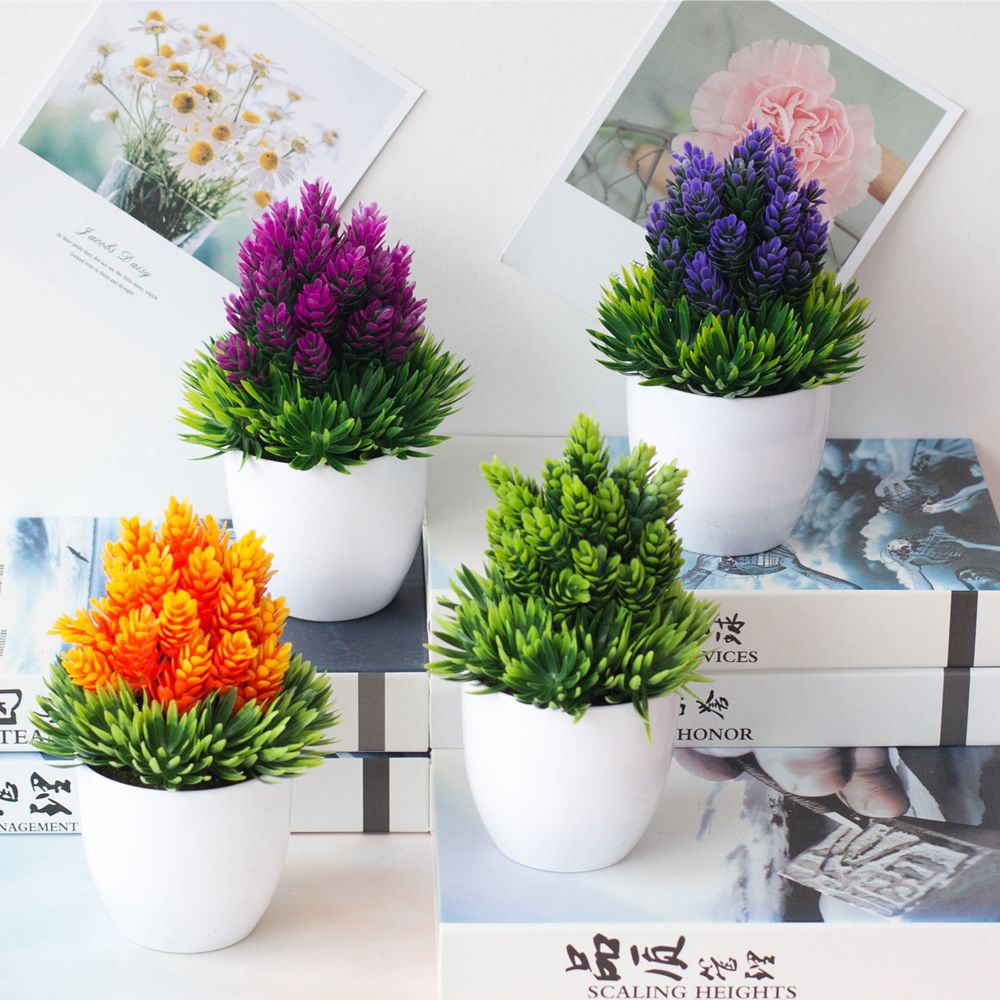 Chậu Hoa Giả Nhiều Màu Sắc Dùng Trang Trí Tiệc Cưới / Văn Phòng