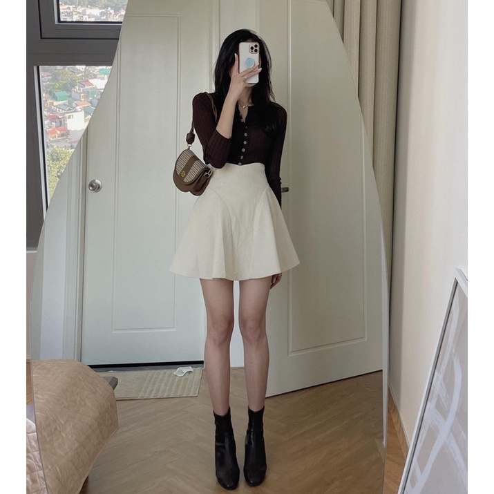 Chân váy ngắn chất nhung tăm dáng xoè- Ảnh thật sản phẩm | BigBuy360 - bigbuy360.vn