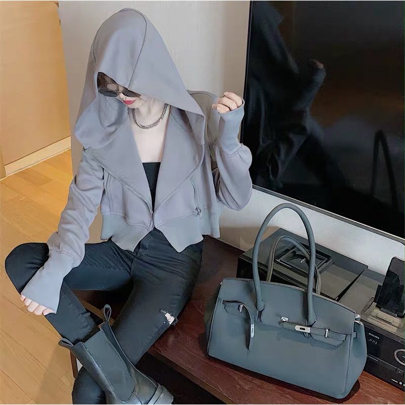 Áo Khoác Croptop Ôm Eo Dây Kéo Chéo Hai Bên Độc✨ | BigBuy360 - bigbuy360.vn