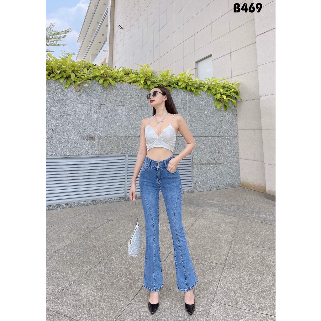 Quần jeans nữ Zada B469 loe gân xanh đá