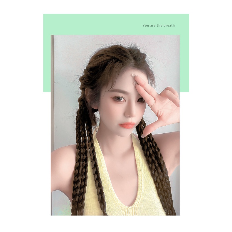 Bím Tóc Giả Bằng Sợi Tổng Hợp Màu Đen / Nâu Co Giãn Dành Cho Trẻ Em