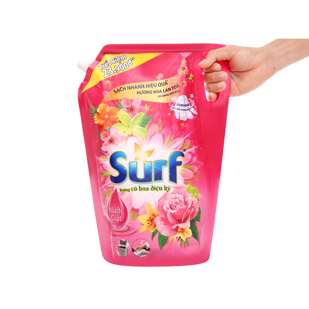 nước giặt surf túi nắp xoáy hương hoa thiên nhiên nước xả vải mới 3.3kg