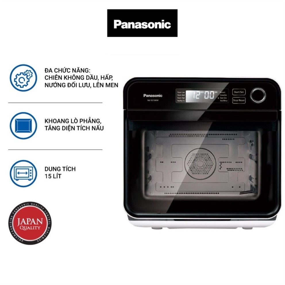 Lò Chiên Nướng Hấp Không Dầu Panasonic NU-SC100WYUE 15 Lít - Hàng Chính Hãng - Kết hợp cả hấp và nướng