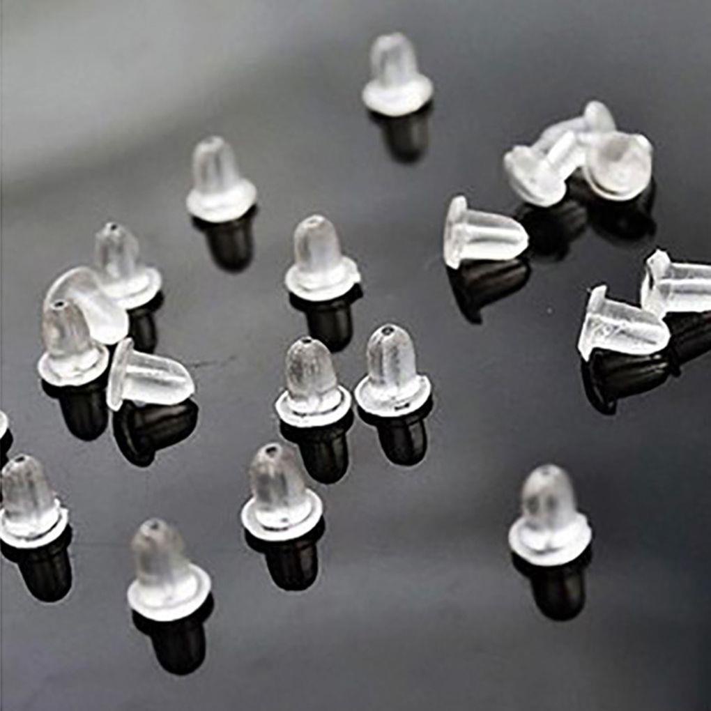 Bộ 100 Nút Chặn Bông Tai Bằng Silicon Mềm Trong Suốt Thay Thế Tiện Dụng