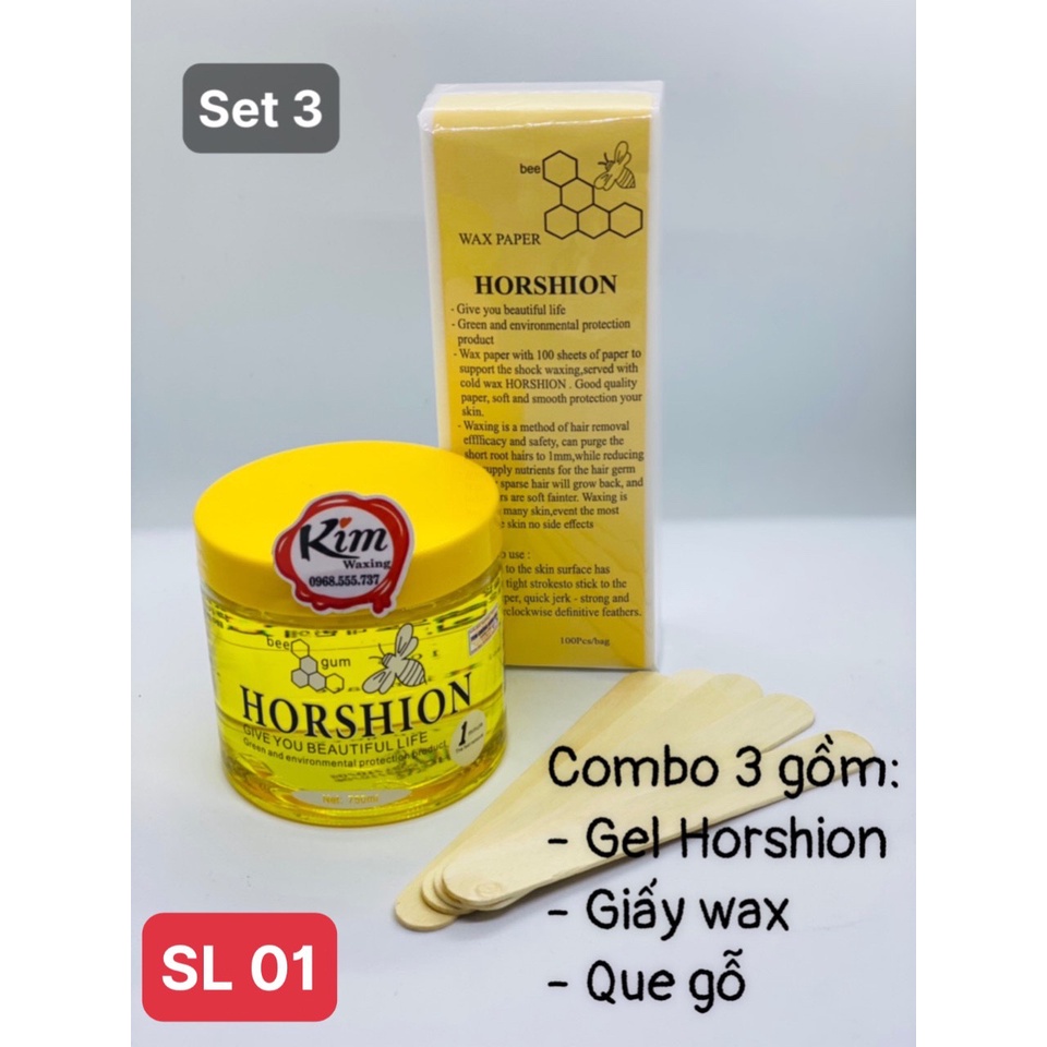 Gel wax lông lạnh Horshion 750ml kèm Giấy 100 tờ free que