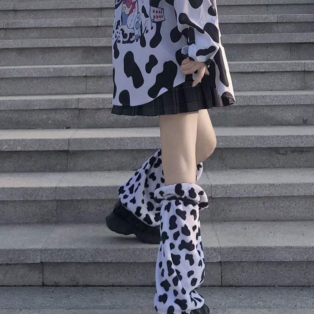 Vớ Dài Trung Bình Giữ Ấm Chân In Họa Tiết Bò Sữa jk Lolita Nhật Bản Ngọt Ngào Cho Nữ