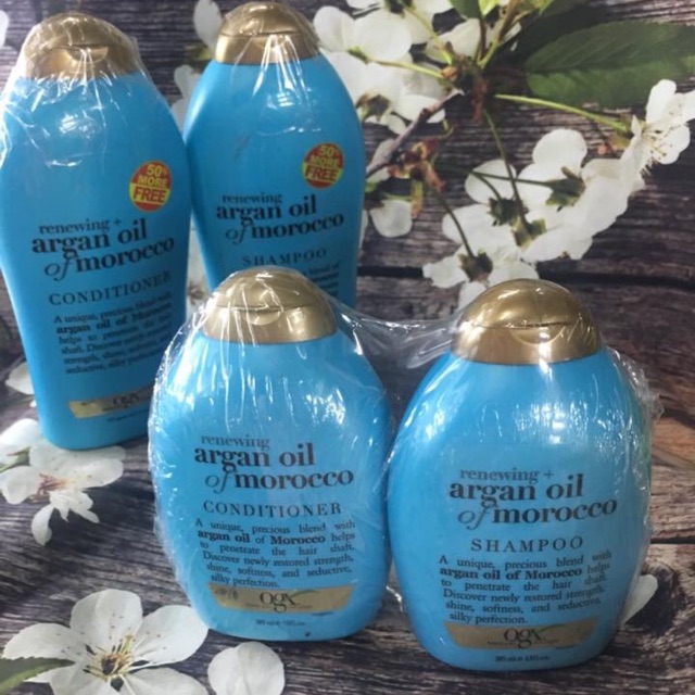 DẦU GỘI XẢ OGX RENEWING ARGAN OIL OF MOROCCO 385ML (MÀU XANH BIỂN)