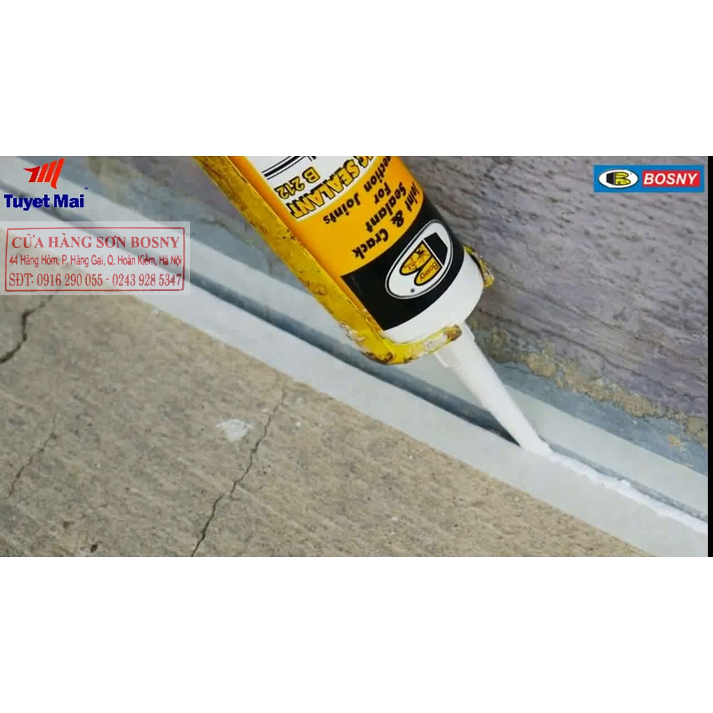 Keo silicone ACRYLIC SEALANT  BOSNY trét kín các khe hở vết nứt, góc cạnh cửa và lỗ đinh