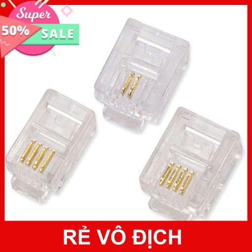 [5❤️][FREESHIP] ĐẦU BẤM ĐIỆN THOẠI RJ11 (2 LINE, 4 LINE) (BỊCH 100 CÁI) [HCM]