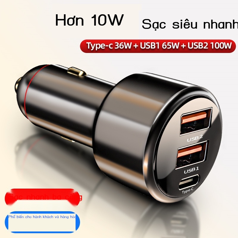 Củ Sạc Nhanh Ba Cổng Cắm Bật Lửa Thuốc Lá Điện Thoại Trên Ô Tô