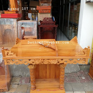 Bàn thờ treo tường gỗ gõ đỏ ngang 107cm gồm 1 bộ ke đế rất đẹp