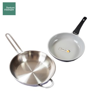 Combo chảo xào inox và chảo nhôm đúc chống dính Westfalia - chảo xào chiên rán Tentum