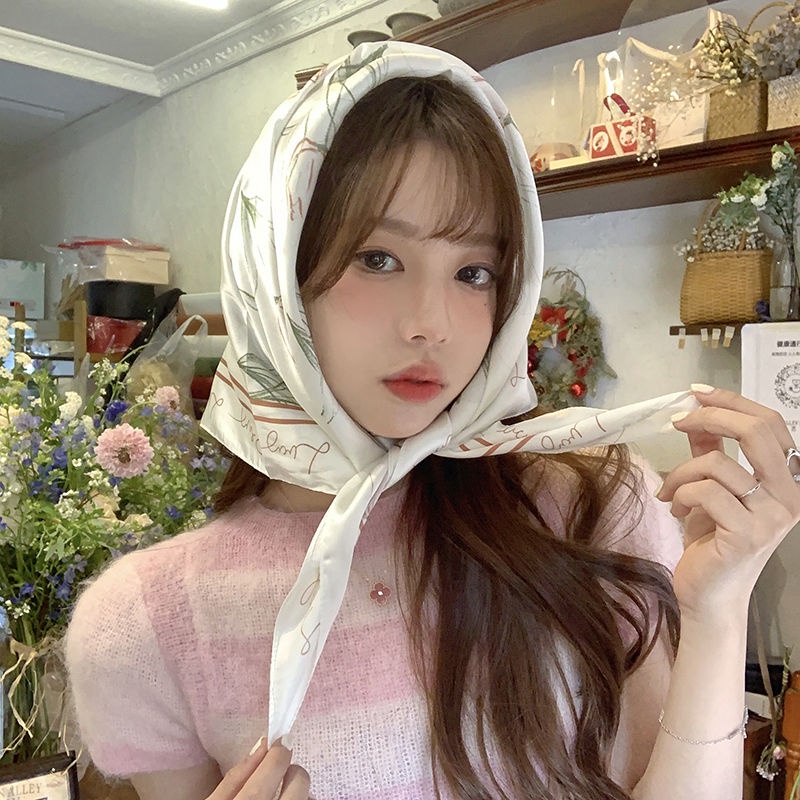 Khăn Choàng Cổ Chống Nắng In Họa Tiết Hoa Phong Cách Hàn Quốc Dễ Thương Thời Trang Mùa Hè