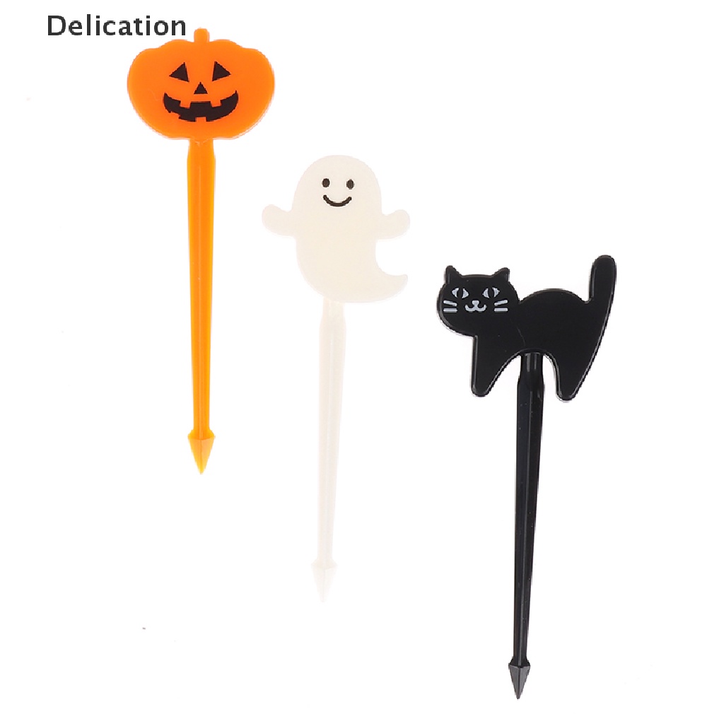 Set 6 Nĩa Ăn Trái Cây Họa Tiết Hoạt Hình Phong Cách Halloween