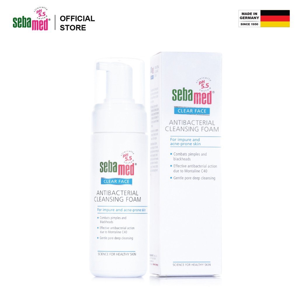 [Chính hãng] Sữa rửa mặt tạo bọt kháng khuẩn giảm mụn Sebamed pH5.5 Clear Face AntiBacterial Cleansing Foam 150ml