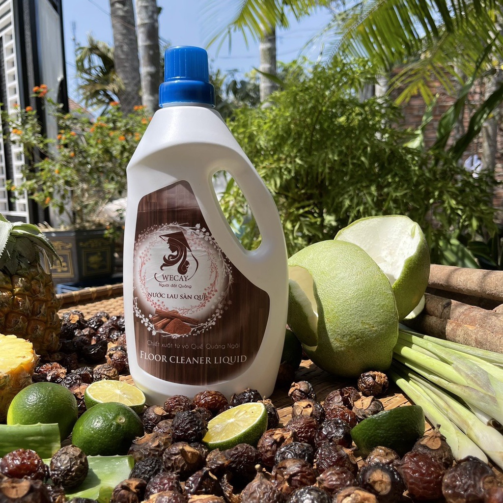 Nước lau sàn quế Quảng Ngãi chai 1 lít, Sạch bong, xua đuổi côn trùng