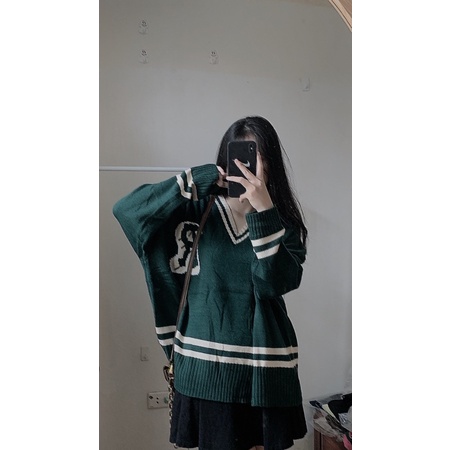 Áo len nữ cổ V phối viền style siêu xinh hàng loại 1 - hàng có sẵn