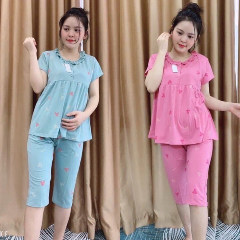 Bộ Bầu Hè Và Cho Con Bú B26 - Có Khoá Ti Kéo 2 Bên Tiện Lợi - Hàng Cotton Loại 1 Chuẩn Đẹp Mềm Mát Co Giãn 4 Chiều