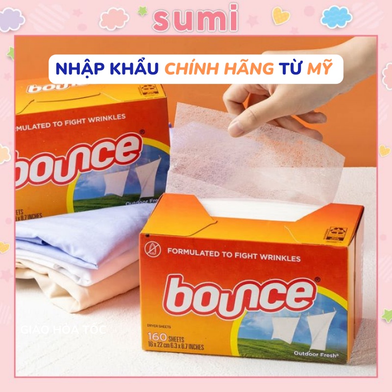 Giấy thơm quần áo Bounce lưu hương lâu, làm mềm vải, nhập khẩu chính hãng từ Mỹ