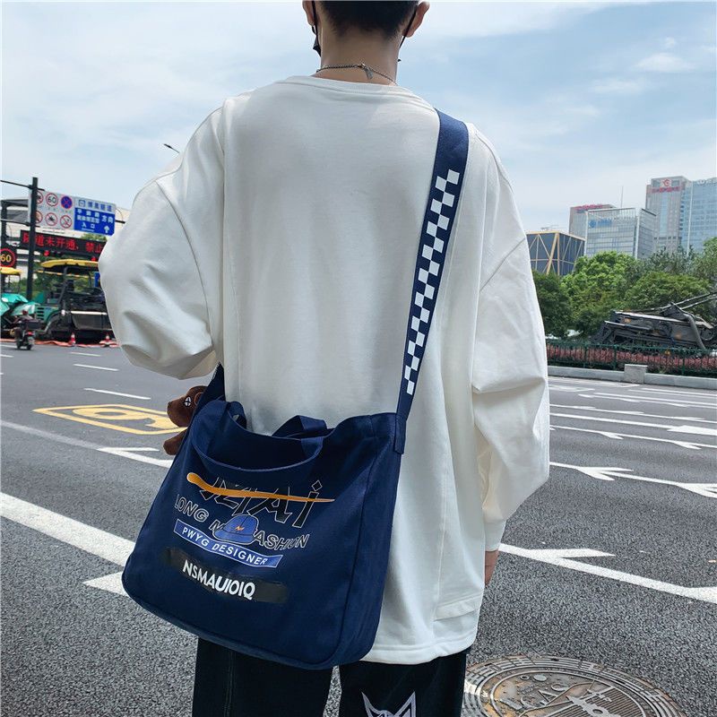 Túi Xách Canvas Cỡ Lớn Phong Cách Harajuku Hàn Quốc Cho Nam Lưng