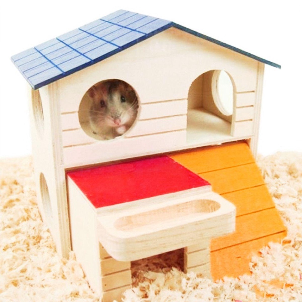 GIOVANNI Nhà Gỗ Hai Tầng DIY Dễ Thương Cho Chuột Hamster