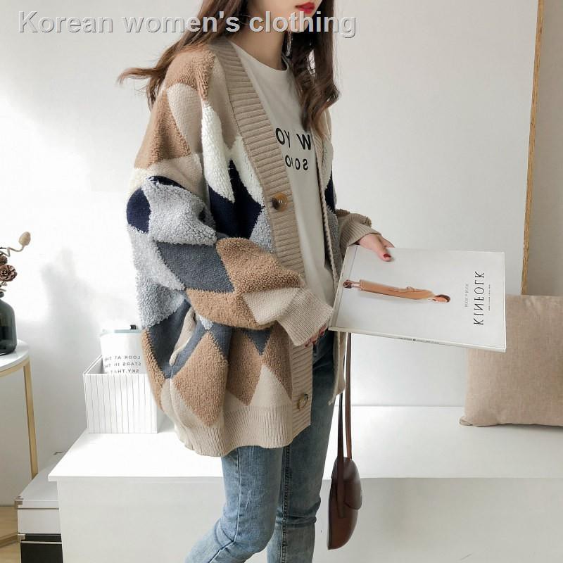 Áo khoác len dệt kim rộng phong cách Hàn Quốc dành cho bạn nữ