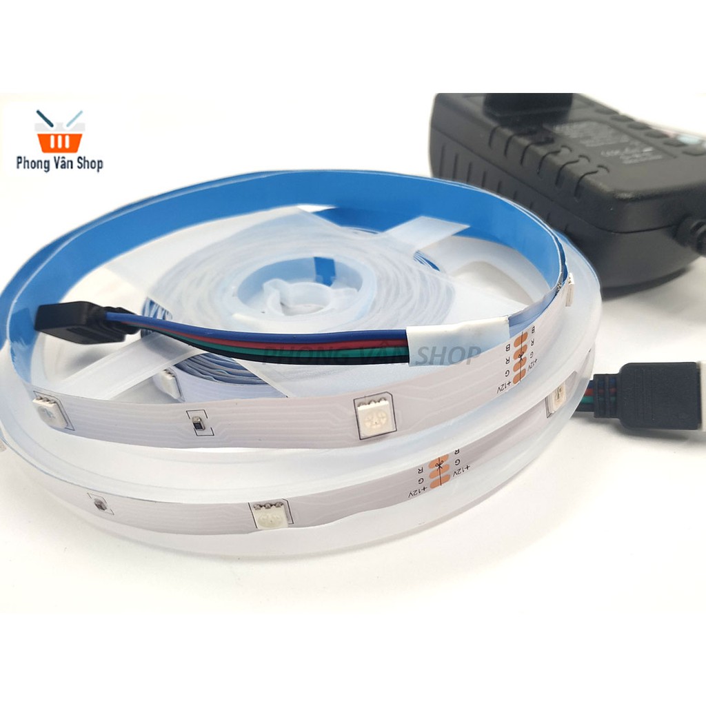 Bộ cuộn led trang trí RGB 5m - đủ phụ kiện - Có điều khiển thay đổi nháy led