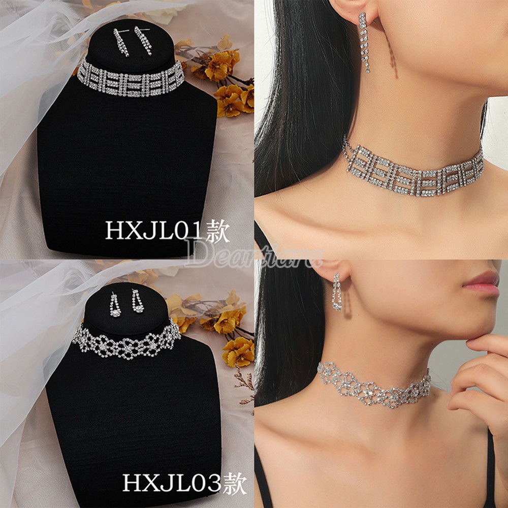 Vòng cổ mặt hoa đính kim cương giả lấp lánh