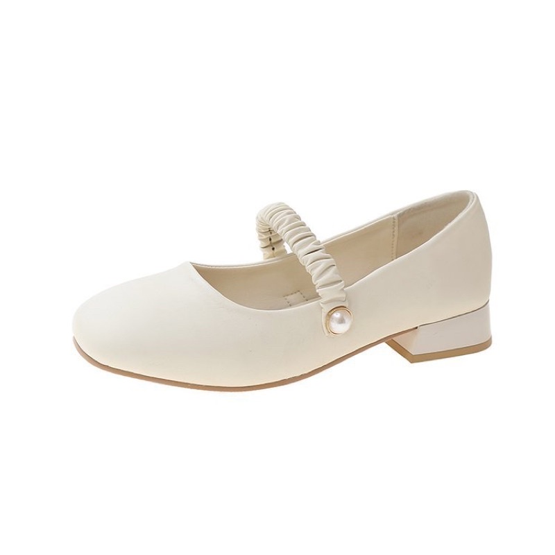 (HÀNG CÓ SẴN) 833 Giày cao gót da mềm quai ngang nhún bèo BIG SIZE 40-43