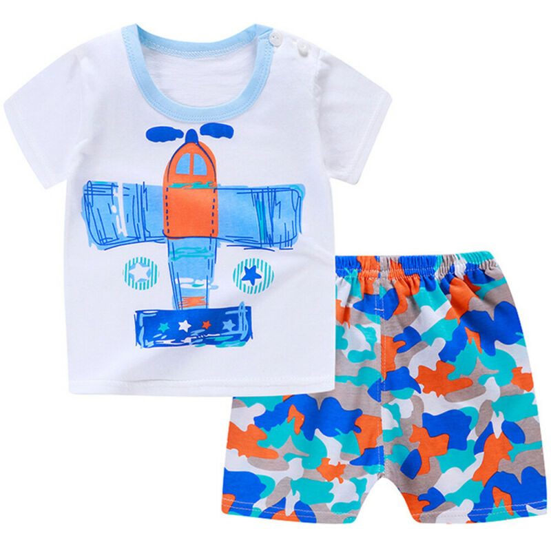 Bộ Quần Áo 2 Mảnh Gồm Áo Thun Tay Ngắn &amp; Quần Đùi Dành Cho Bé Trai &amp; Bé Gái