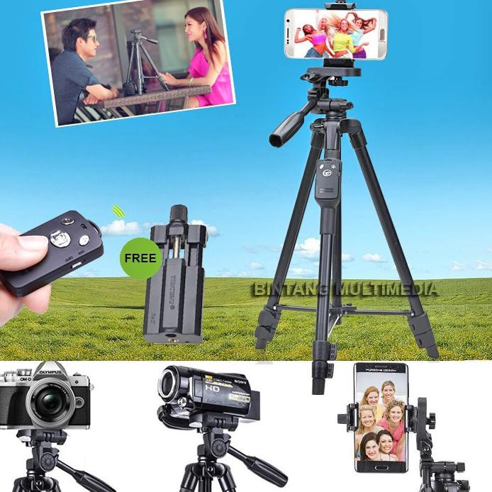 1 Chân Tripod Yunteng Vct 5208 + Điều Khiển Bluetooth Cho Điện Thoại / Máy Ảnh Dslr