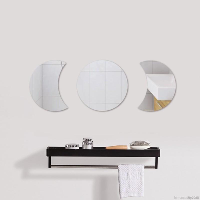 3 Chiếc Gương Acrylic Dán Tường Hình Mặt Trăng Mặt Trăng