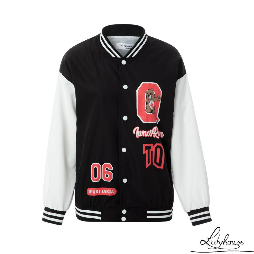 Áo Khoác Bomber Thêu Chữ Tay Dài Thời Trang Dành Cho Nữ