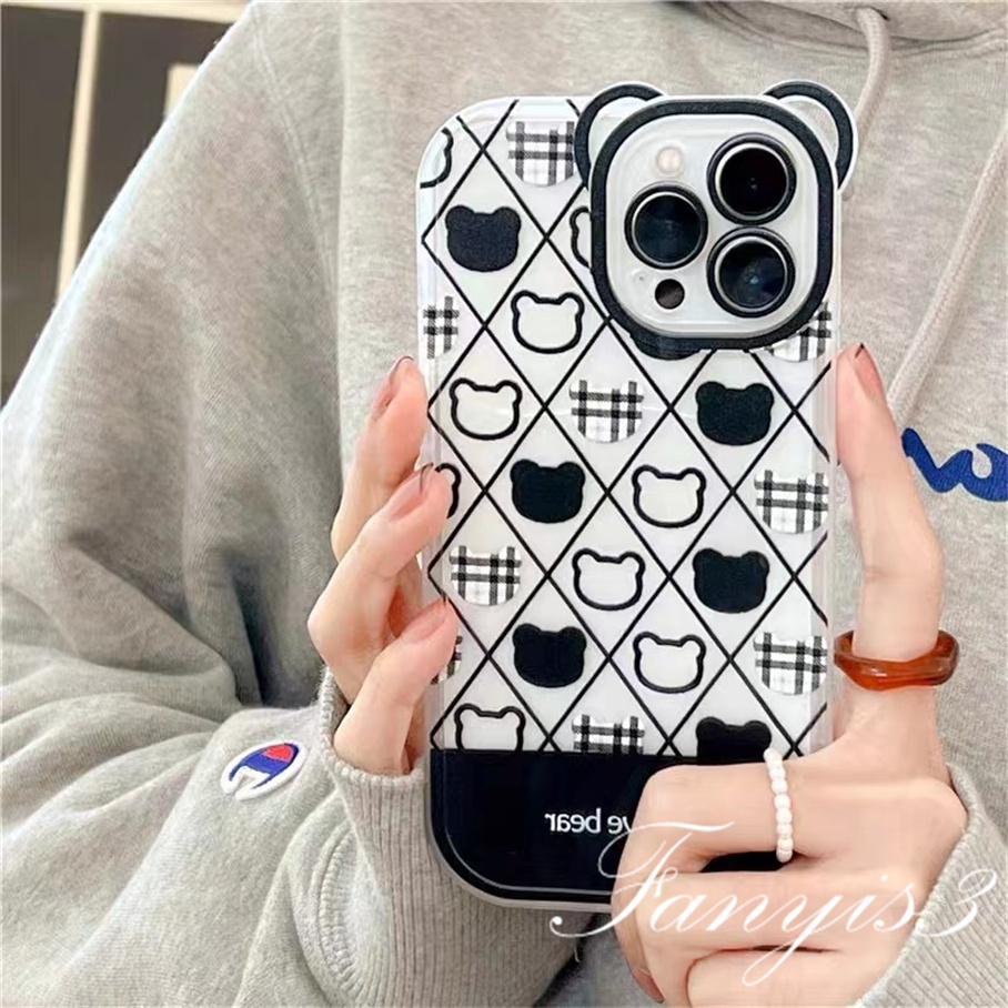 Ốp Điện Thoại Dẻo Họa Tiết Gấu &amp; Tai Gấu Dễ Thương Cho iPhone 14 13 12 11 Pro Max X XR Xs Max 8 7 6 6s Plus SE 2020