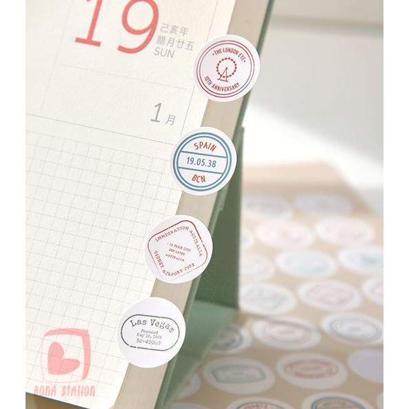 Sticker nhãn giấy tròn vintage morandi 48 cái | BSG010
