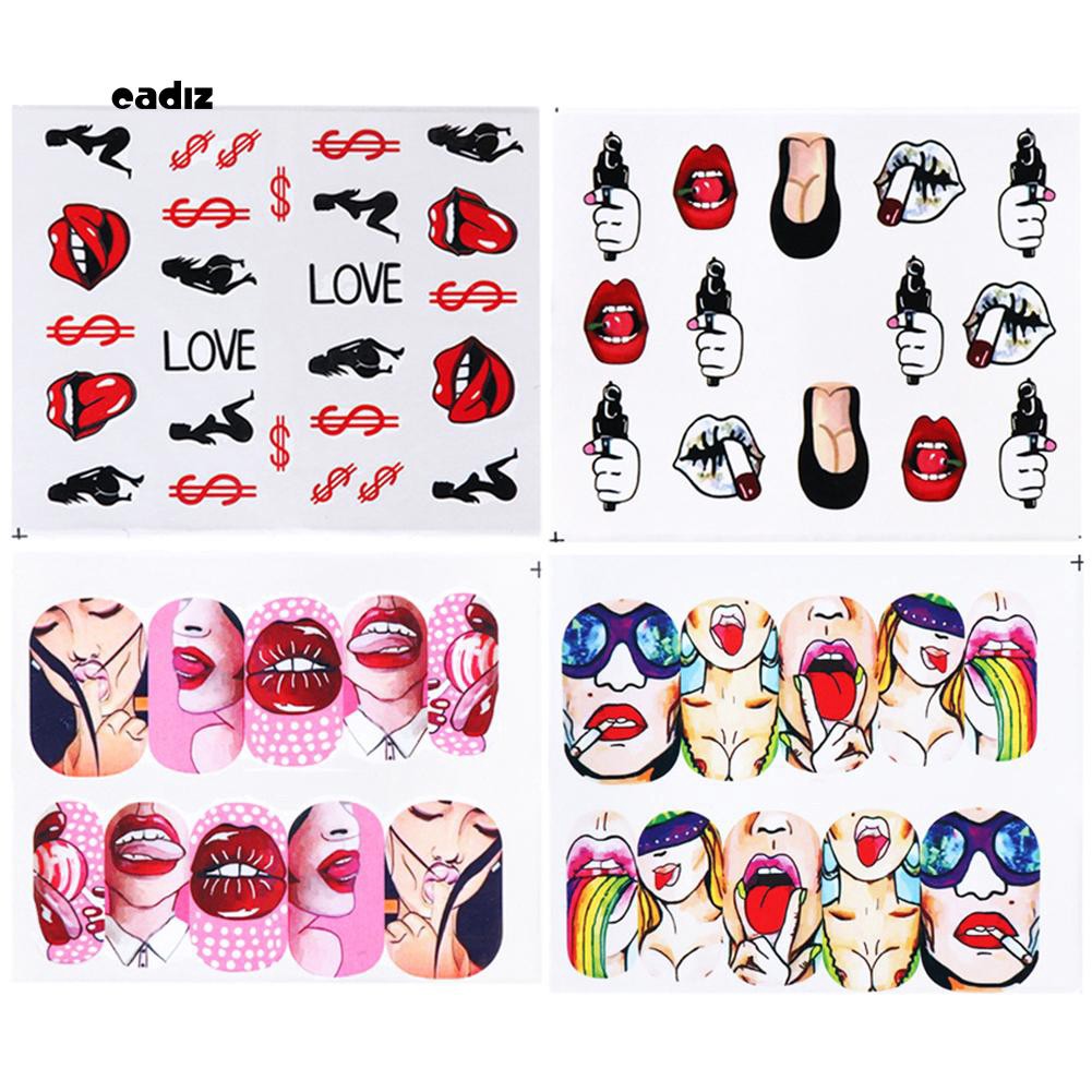 [Hàng mới về] Set 9 tờ hình dán trang trí móng tay họa tiết cá tính gợi cảm