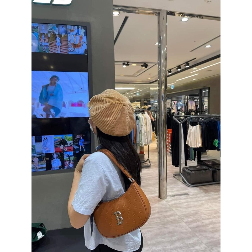 Túi Kẹp Nách  MLB NY Monogram Diamond Da In Chìm Full Tag Code