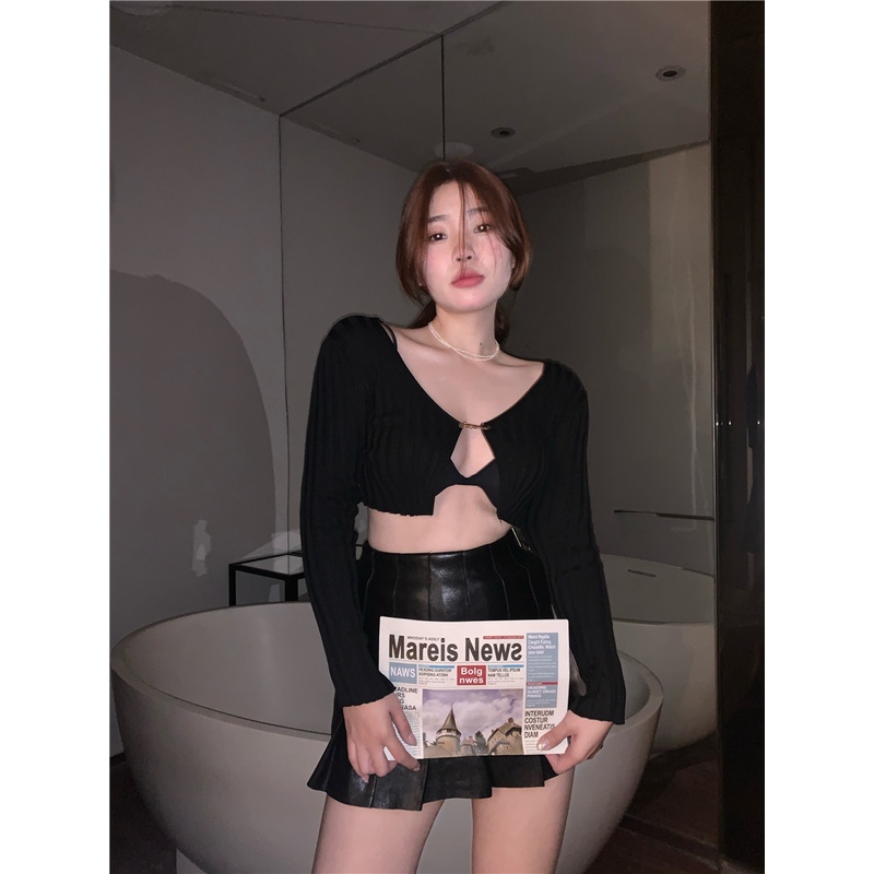 Cocory vn Áo khoác cardigan tay dài dệt kim tay dài kiểu dáng quyến rũ cho nữ