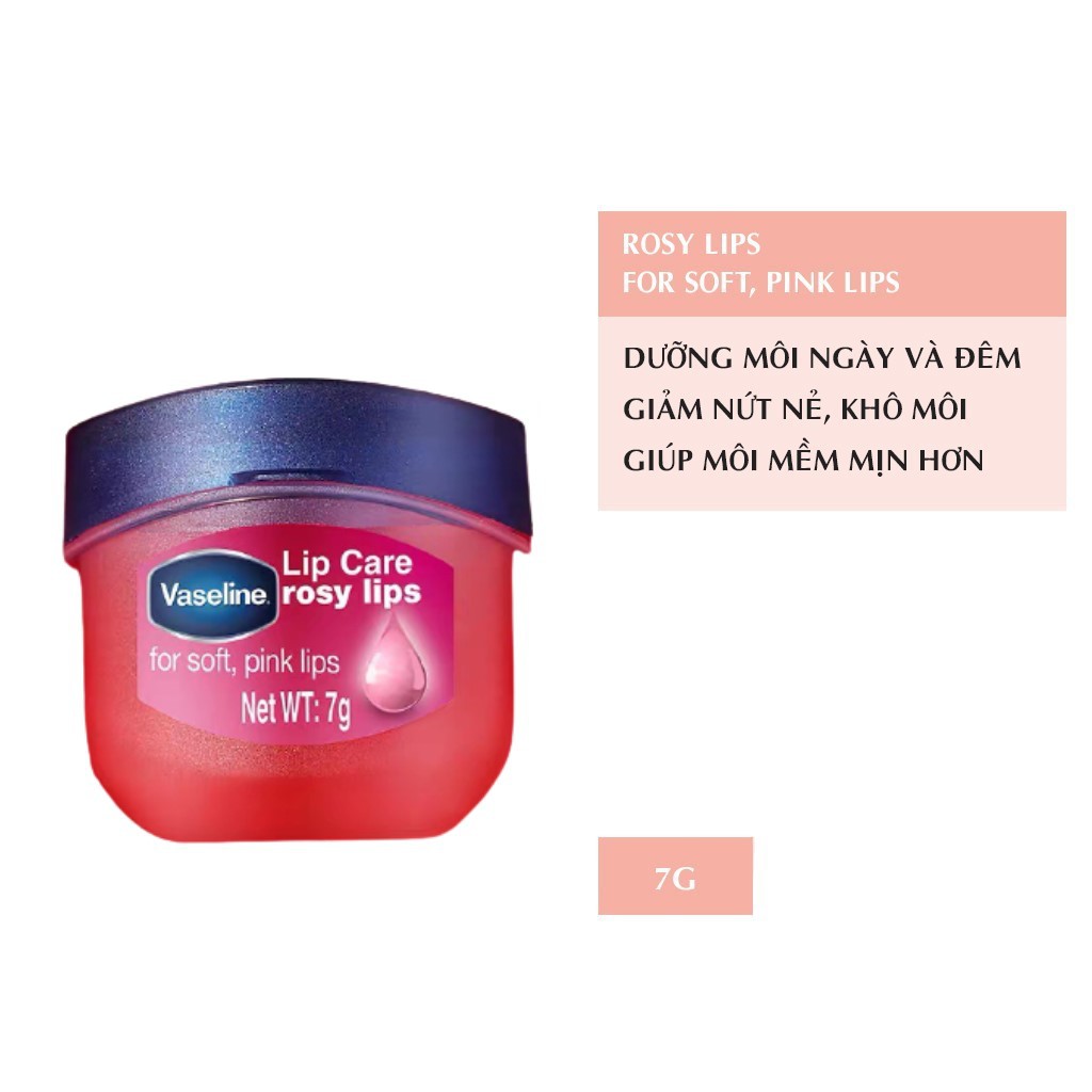 Sáp Dưỡng Môi Vaseline Lip Care dưỡng môi hồng xinh, mềm mịn, ngọt ngào KOREA 7g/ Hũ