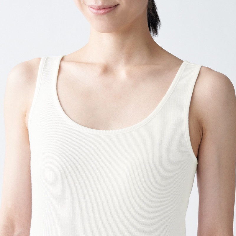 Muji Áo Ba Lỗ Vải Gân Cotton Ấn Độ