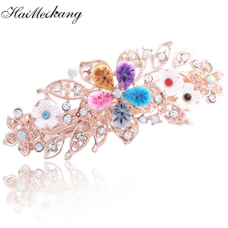Kẹp tóc Haimeikang hình hoa đính đá sang trọng cho nữ