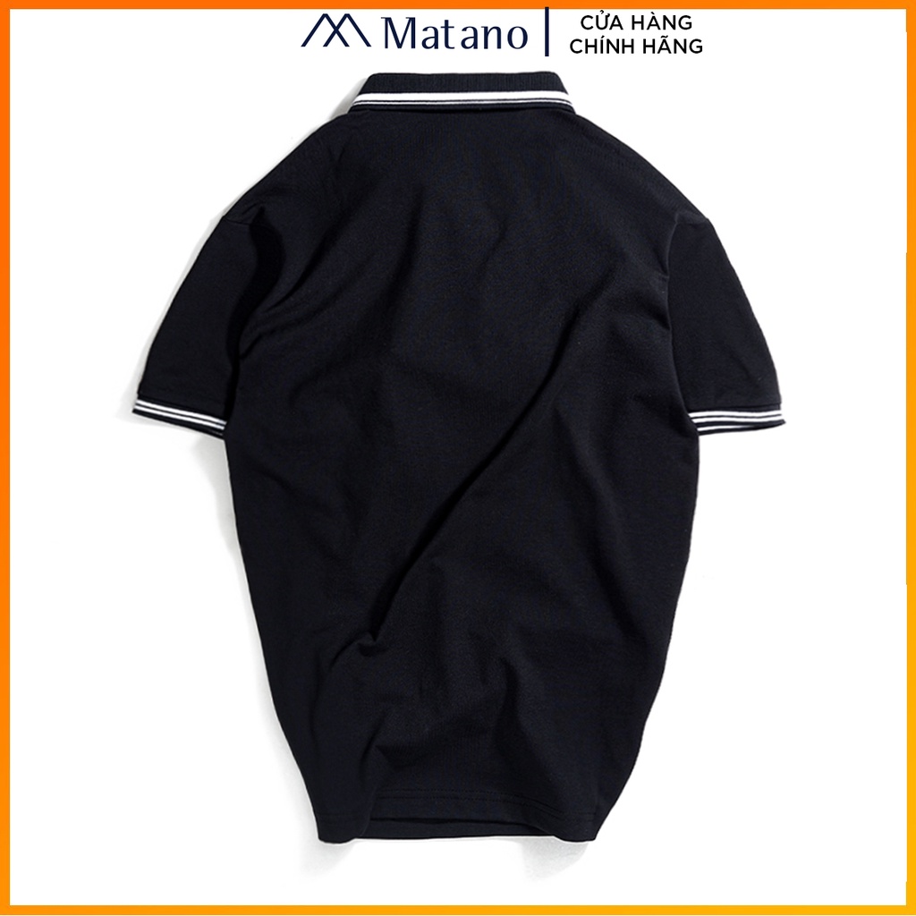 Áo polo nam đẹp MATANO - Áo thun polo nam có cổ trụ bẻ, vải cá sấu cotton cao cấp, bo dệt kẻ sọc trắng đơn giản 030