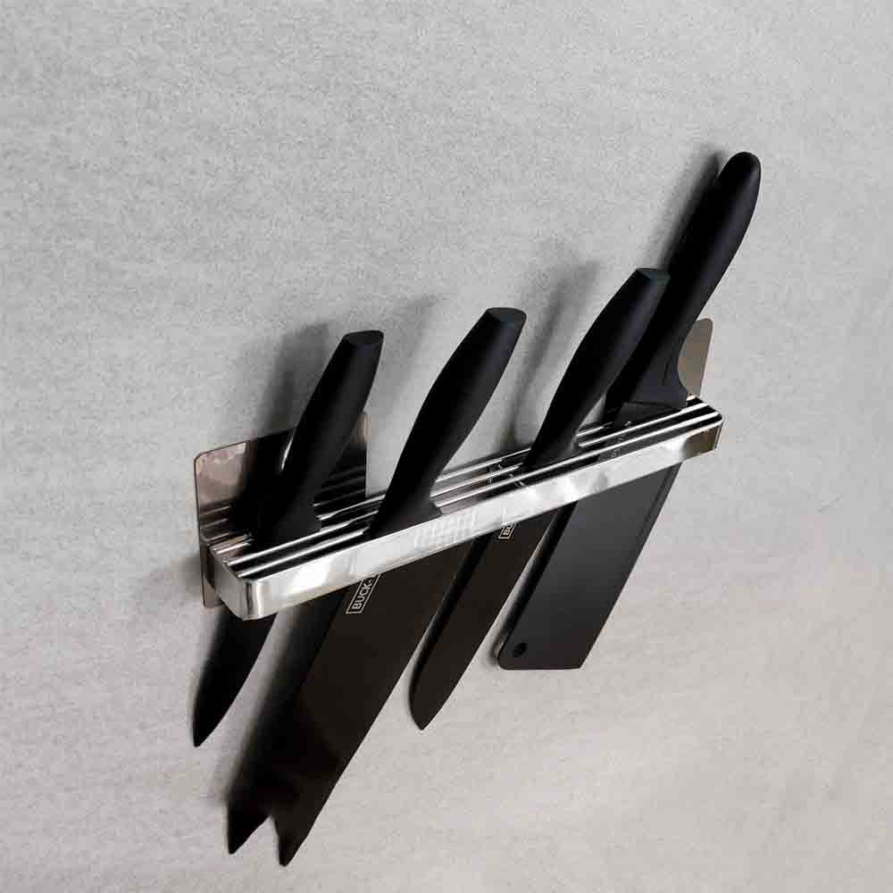 Kệ để dao dán tường nhà bếp Giá treo dao Inox thiết kế 2 ngăn dán tường siêu chắc chắn -KitchenDecor