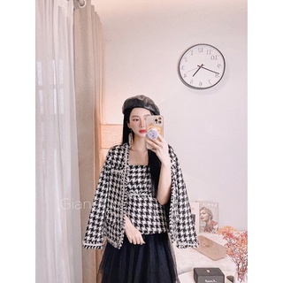 Set dạ tweed kẻ caro ( gồm áo khoác + áo trong )