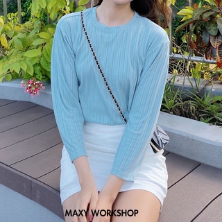 Áo thun nữ dài tay cổ tròn basic Lollipop Tee Blue Maxy Workshop